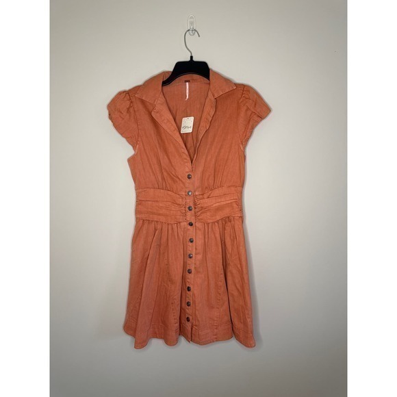 NWT‎ Free People Chester Denim Mini Dress in Lightest Rose Pink Size - Picture 4 of 8